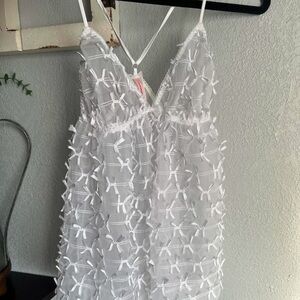 Victoria's Secret White Bow-Embellished Babydoll